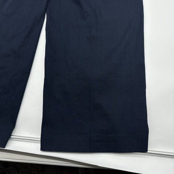 J Jill Linen Stretch Wide Leg Crop Women's Size Large Tall Navy Blue Pants - Picture 11 of 13
